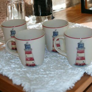 4 Mikasa Vintage Bar Harbor  Nautical Cups/Mugs EUC Gift